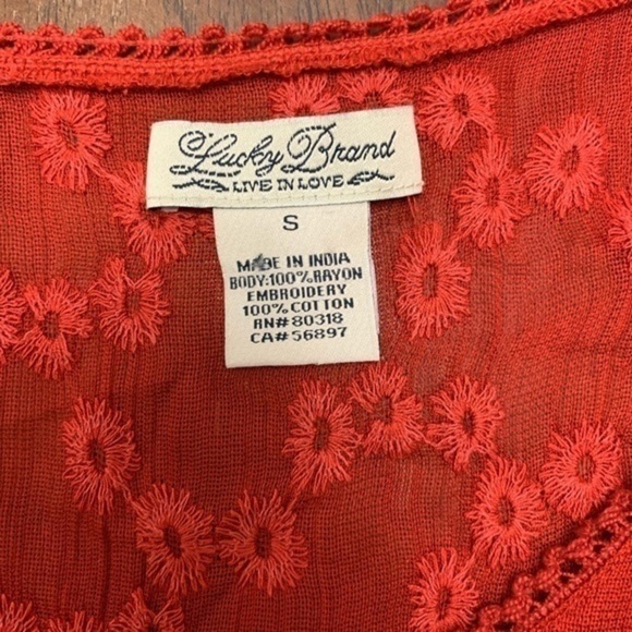 Lucky Brand Sheer Embroidered V Neck Tank - Picture 6 of 7